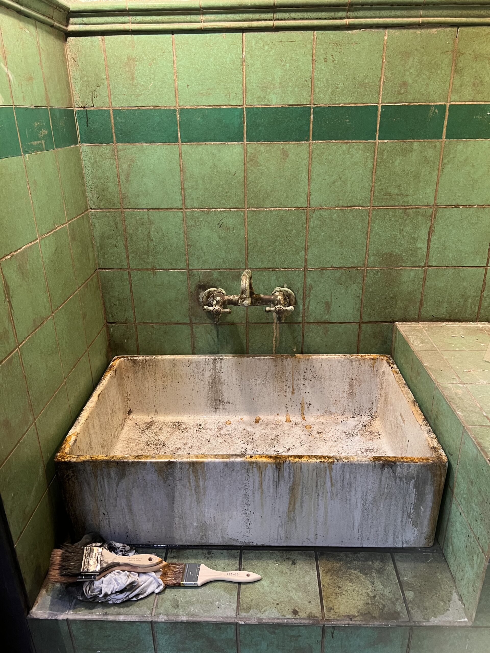 Painted tile base, and did aging in sink.