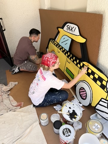 I drew out the cab, did basic coloring - then Joey and Violet finished off the highlights and details.
