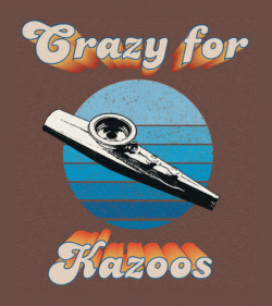 Costumer could not find a kazoo t-shirt! I couldn't even find kazoo art. Took a photo of a kazoo and ran it through Photoshop, then created this for the fictitious school kazoo club.