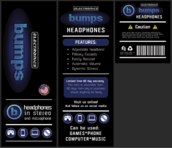 For the sake of space, I did not lay out full packaging. The idea was that it was supposed to be something similar (but not copied) from Beats. Bumps