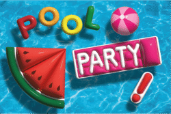 Adobe Illustrator. Background is from iStock, but floaties made from scratch in Adobe Illustrator.